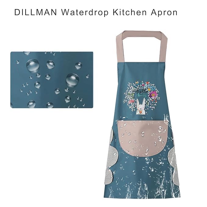 Image of HROY Kitchen Apron for Women & Men with Pocket & Side Towel | Kitchen Apron for Women & Men with Pocket & Side Towel | Reusable Cooking Chef Apron for Home Kitchen