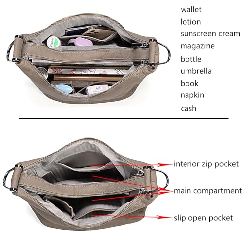 Image of YALUXE Women's Genuine Leather Shoulder Bags Slouchy Hobo Handbags Purses