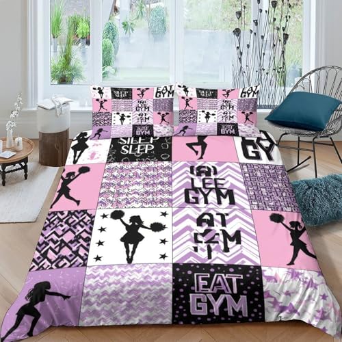 Parure de lit microfibre avec housse de couette patchwork fitness 3D imprimé single
