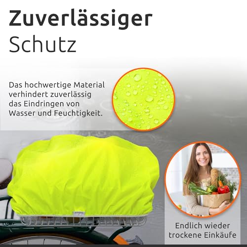 ECENCE Regenschutz Fahrradkorb Gelb Fahrradkorb Abdeckung wasserabweisend, Regenschutzbezug für Fahrradkörbe vorne und hinten, mit Aufbewahrungstasche