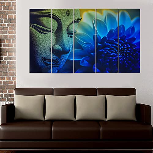 Image of Spacter art Lord Buddha Wall Painting for Living Room Big Size - Meditating Gautam Buddha Painting Wall Decor Peaceful Art for Bedroom, Office, Hotels & Gifting - Wooden Framed (30x60 inch) SP235
