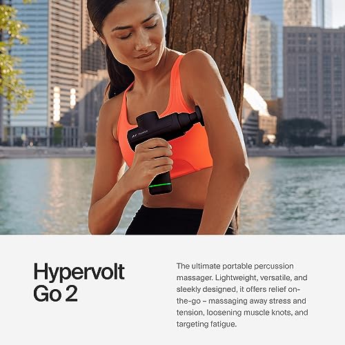 Hyperice |Hypervolt Go 2 Handheld Percussion Massage Gun Featuring Quiet Glide Technology, 3 Speeds, 2 Interchangeable Heads | Hypervolt Heated Head Attachment for All Hypervolt Models| Bundle