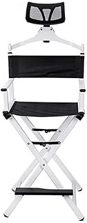 Silla plegable para artista de maquillaje, silla portátil, silla plegable de aluminio con reposacabezas (color plateado)