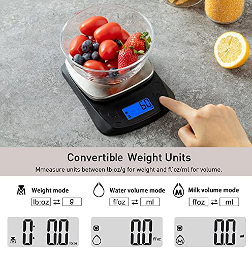 Nutri Fit Ultra Slim Kitchen Scale Digital Food Weight Scale For Baking Cooking In Grams And Ounces Tare & Backlit Lcd Display 11Lb 5Kg Capacity- Black/Stainless Steel #TOP2