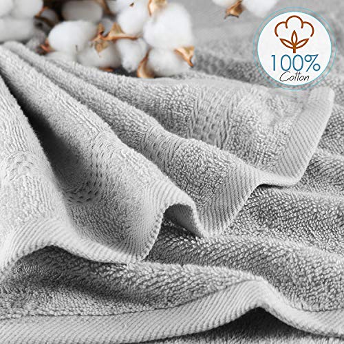 Image of Hearth & Harbor Washcloths 12 Pack - 100% Cotton Washcloth for Body and face, High Absorbent and Soft 13 inchx13 inch Body Wash Cloth, Quick Dry - Silver Grey Washcloths