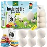 AlphaHeim® – XL Trocknerbälle 6er Set für Wäschetrockner und Daunenjacken Schadstoff frei & tierfreundlich.Trocknerkugeln aus 100% Schafwolle. Wool Dryer Balls -1000x verwendbar. Energie Sparen-TÜV®