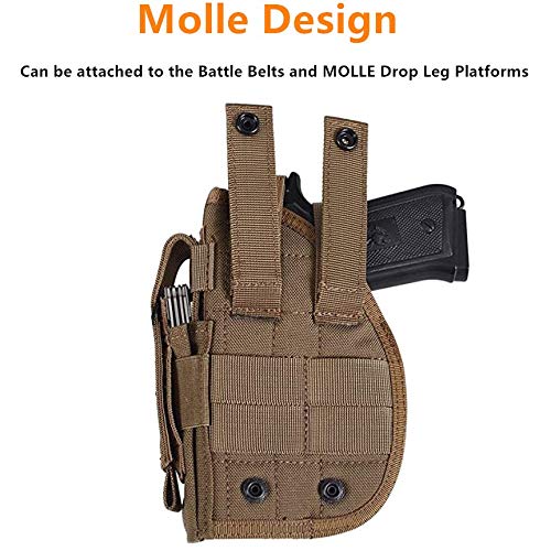 Gexgune Universal Tactical Gun Holster Right Hand Molle Pistol Holster Combat Airsoft Waist Belt Holster Black Tan Green Multicam For Right Hand (Tan) #TOP3