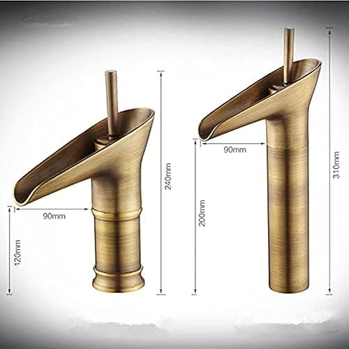 Miniatura 2 de Grifo de baño de una sola palanca cascada grifo de latón antiguo caliente y frío lavabo mezclador estilo copa de vino grifos-Slt071L