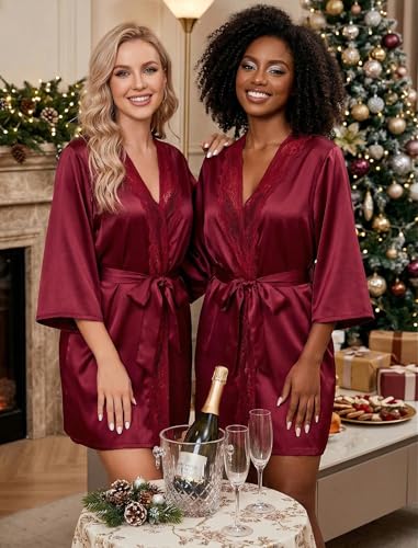 Image of Avidlove Women's Kimono Robe Short Satin Pure Short Silky Robes