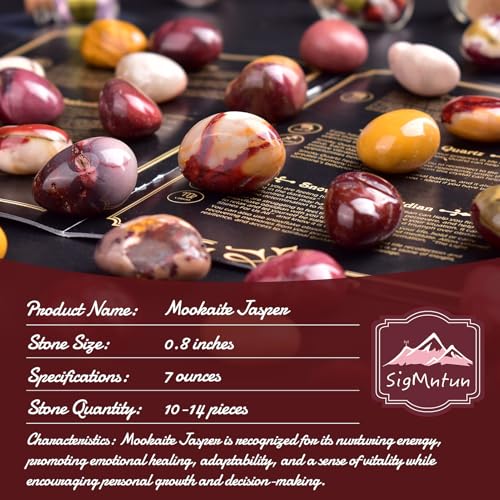 Image of Polished Stone Set Mookaite Jasper Crystals, 0.8 inch Handpicked Tumbled Gemstones Rocks, Pebbles for Reiki, Chakra, Healing, Home Decor