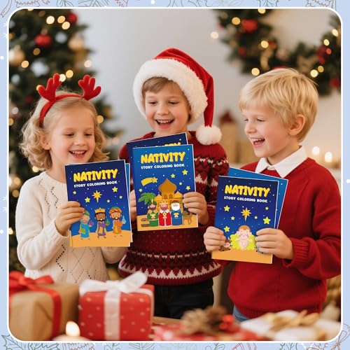 Image of Nativity Coloring Books for Kids - 24Pcs Bulk Christian Nativity Mini Coloring Booklet DIY Art Drawing Book for Bible Savior Religious Activity Supplies School Classroom Xmas Party Goodie Bag Stuffer