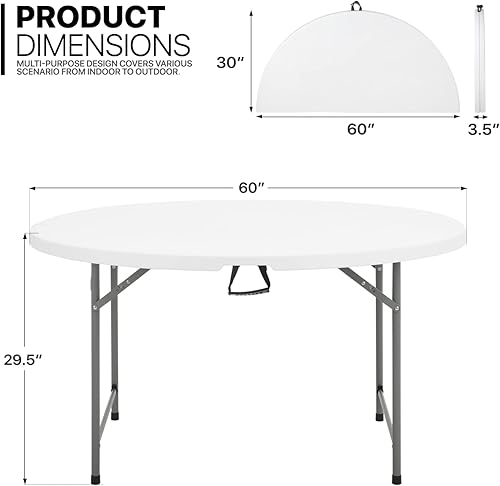 Miniatura 2 de MoNiBloom Juego de mesa y silla mesa de comedor de plástico plegable de 5 pies e interior y exterior portátil apilable juego de 10 para el hogar y
