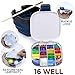 DUGATO Airtight Watercolor Palette Box (16-Well) with Lid & Collapsible Brush Basin - Portable Paint Saver for Acrylic, Gouache, Oil - Travel Art Supplies (Blue)