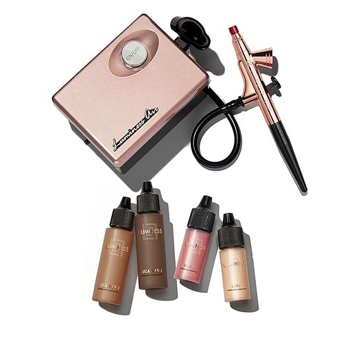 LUMINESS Legend - Sistema de aerógrafo de maquillaje y kit de base de 4 piezas, sombra rica - Aplicación rápida, fácil y duradera - Incluye (2) base