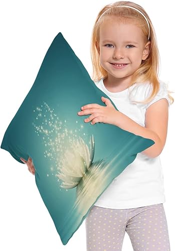 Miniatura 2 de Beabes Fundas de almohada decorativas de loto blanco, fundas de cojín de lino y algodón para dormitorio, sofá, sala de estar, 18 x 18 pulgadas,