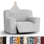 PAULATO BY GA.I.CO. Extra Large Recliner Cover - Oversized Recliner Chair Cover - Washable Fabric Slipcover - 1-Piece Form Fit Stretch Furniture Protector - Microfibra - Light Grey