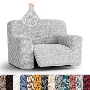 PAULATO BY GA.I.CO. Extra Large Recliner Cover – Oversized Recliner Chair Cover – Washable Fabric Slipcover – 1-Piece Form Fit Stretch Furniture Protector – Microfibra – Light Grey