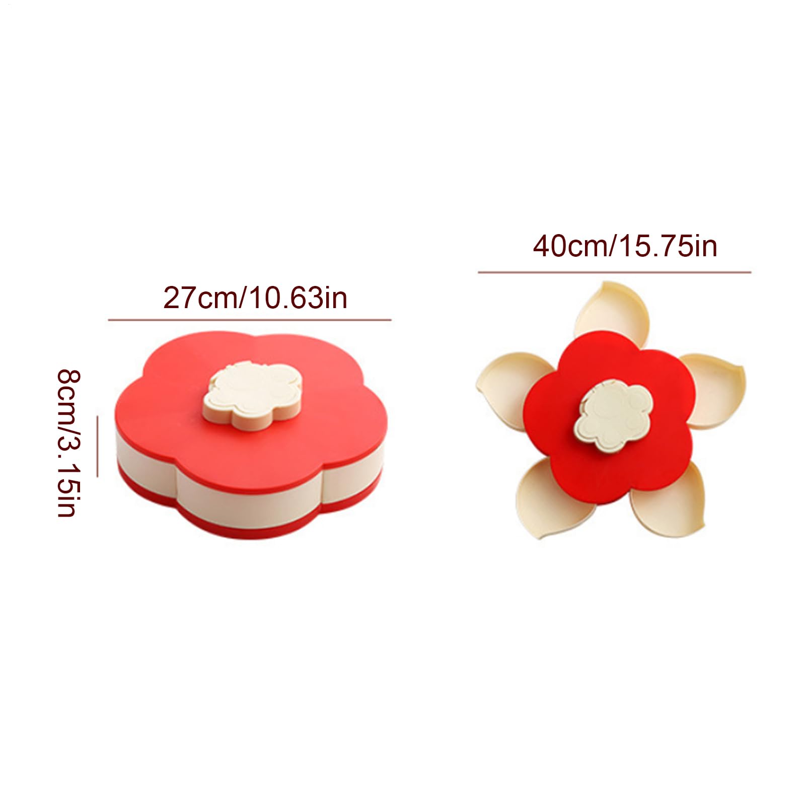 Divided Serving Tray - Petal-Shaped Rotating Food Platter, Snack Organizer for Kitchen and Dining | Serving Plate for Picnic, Party, Buffet | Rotating Tray for Brunch, Dinner Lunch Bar Home Outdoor — view 6