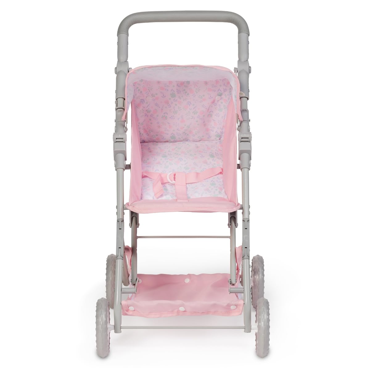 JC Toys - Passeggino pieghevole, per bambole fino a 45 cm, ideale per giocare e passeggiate, rosa con decorazione floreale, progettato da Berenguer, +3 anni