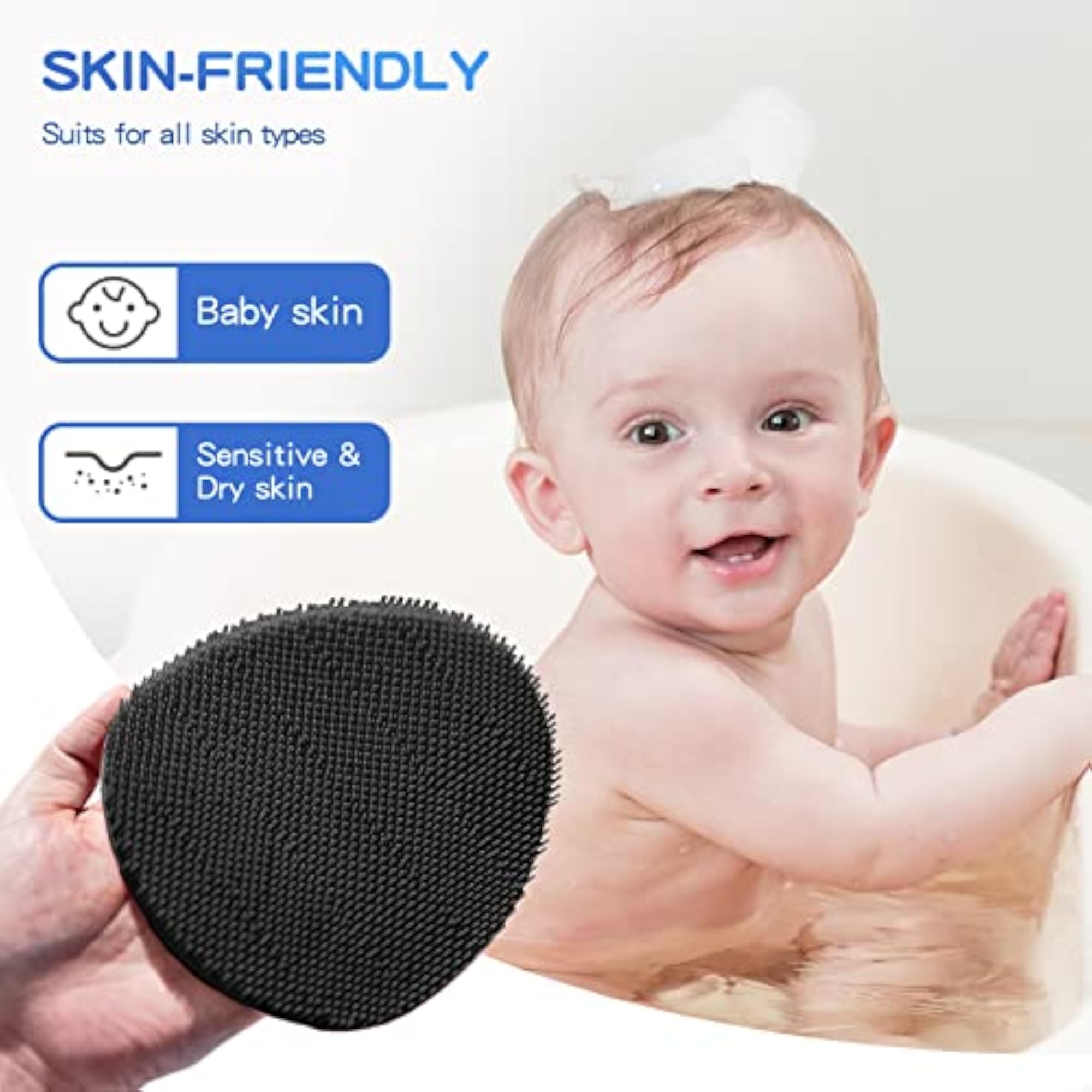 3 PCS Soft Silicone Shower Brush for Deep Cleaning