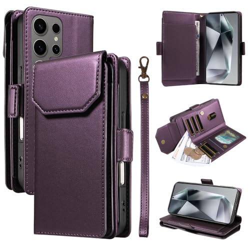 Protection intégrale Samsung Galaxy S21 FE : étui portefeuille violet à rabat anti-choc