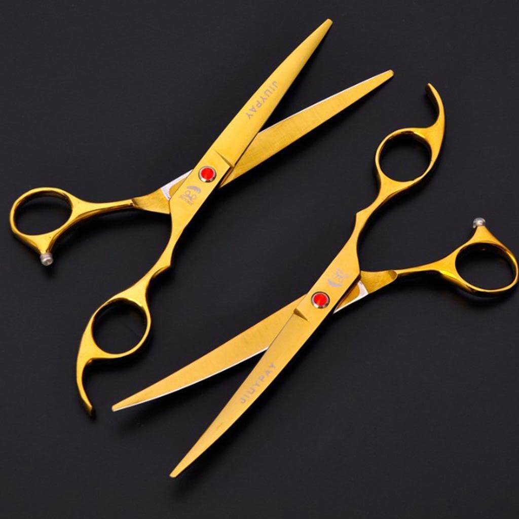 Homyl Tijeras de Aseo para Perros de Acero Inoxidable de 7 Pulgadas, Kit para Gatos Y Perros, con Puntas Largas Y Cortas, Dorado