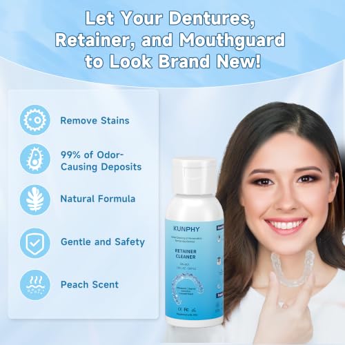Image of Ultrasonic Retainer Cleaner Solution for Ultrasonic Denture Cleaner-Professional Cleaning of Retainers, Invisible Aligners, Mouth Guards, Night Guards, Remove Odors, Discoloration & Stains 1.8oz