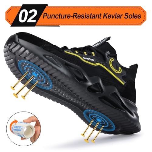 Image of LAoutun Steel Toe Shoes for Men Work Shoes Safety Sneakers Comfortable Lightweight Puncture Proof Slip on Indestructible Construction Work Shoes