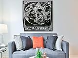 World Wide Kart The Lovers Man Women Faces Burning Sun Moon Stars Trippy Tapestry Black White Mystic...
