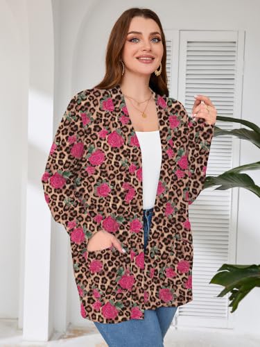 Image of AusLook Plus Size Lightweight Cardigans for Women Open Front Pockets Jacket