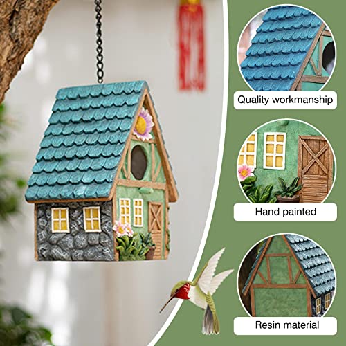Hanging Bird House, Resin Birdhouse For Outdoor Patio Garden Decorative,Balcony Garden Country Bird House For Small Bird Finches, Robin,Swallows, Hummingbird, Sparrows #TOP5