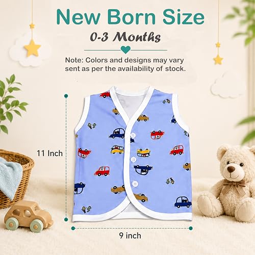 Image of Fareto New Born Baby Clothing Set Front Open Half 6 Shirts | 6 Tying Nappies | 6 Tying Caps | Infant Cloths (0-3 Months) (Pack Of 18)