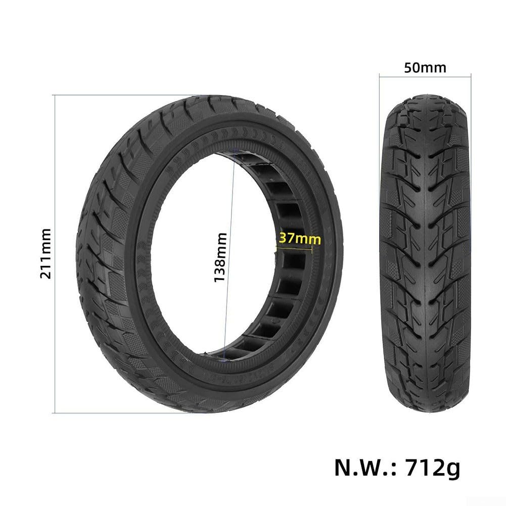 Pneus de Scooter électrique Pneus en Caoutchouc Plein Scooter électrique 50/75-6.1 Pneu Plein Tout-Terrain Pneu Plein de 8,5 Pouces pour Scooters M365 et Pro 211X50mm