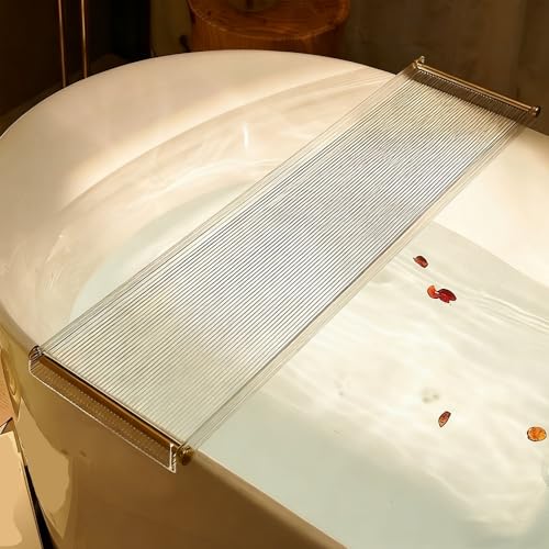 Minimalist Acrylic Bath Tray for Tub, Modern Bathtubs Trays for Bathroom, Clear Bath Shelf Over Tub, Bathtub Tray Fits Bathtubs(90cm-35.4in)
