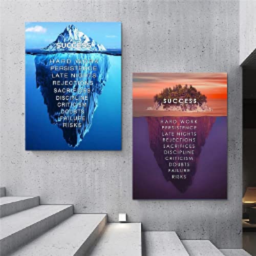 Toile iceberg de succès affiche motivation pour vaincre le mur blanc