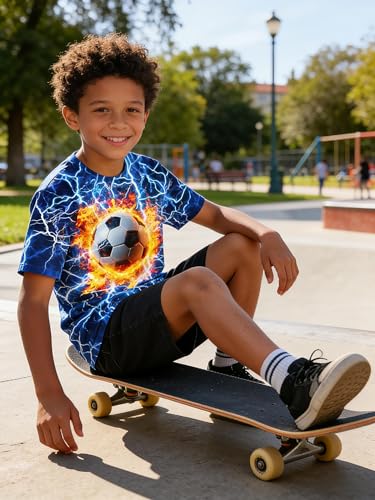 Image of 3D Graphic Short Sleeve Shirts Boys Girls Cool T-Shirt Unisex Novelty Tees for 7-12 Years Teens