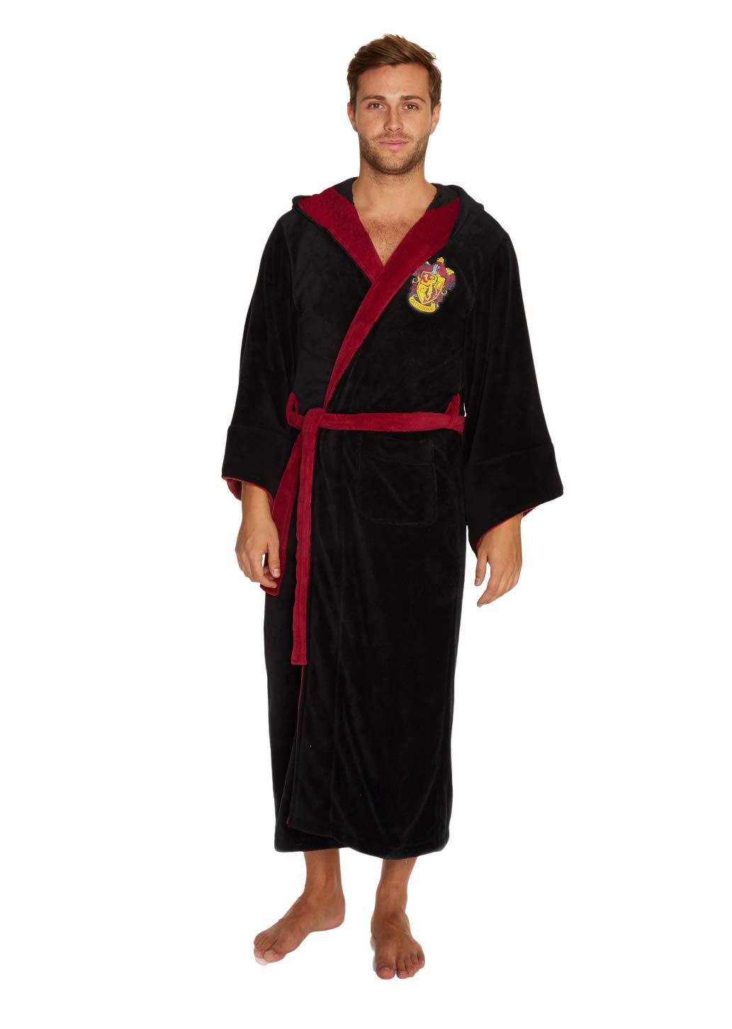 Harry Potter Men's Black Groovy Uk Gryffindor - Bathrobe For