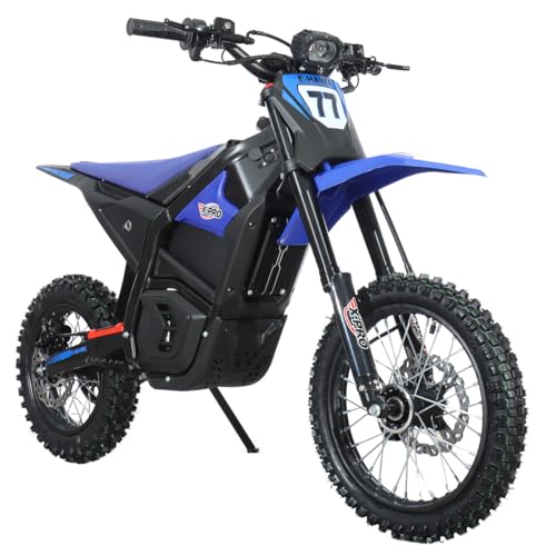 X-PRO EHawk 3500W Peak Power 48V Electric Dirt Bike for Teens & Adults HighTorque MidDrive Motor Up to 42+ MPH 55Mile Range ULCertified Charger OffRoad Electric Motorcycle (Blue)