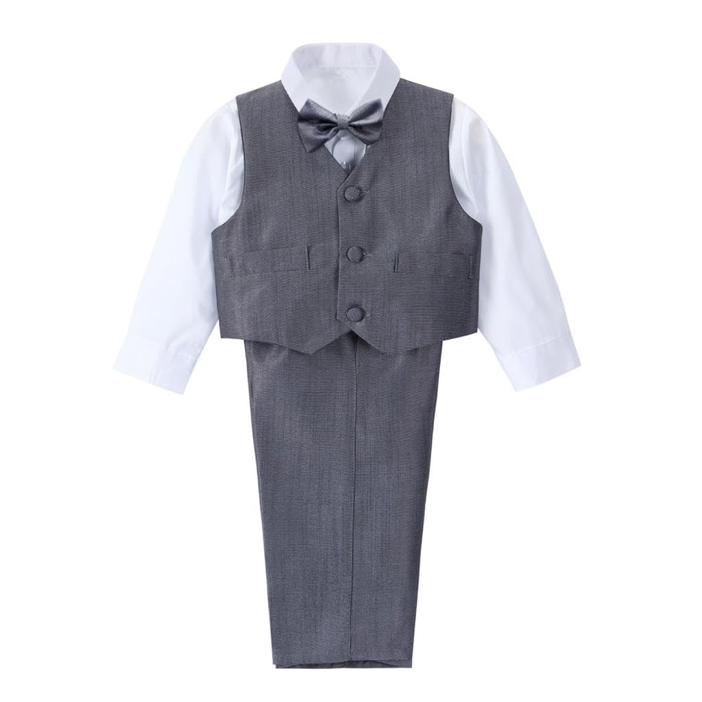 Lito Angels - Trajes para Bebe niño de Vestir Elegante Gris Hierro, Conjunto de 5 Piezas de Traje Formal para Boda, Bautizo, Fiesta, Ceremonia, Tamaño 6 Meses (Número de Etiqueta 6M) 057