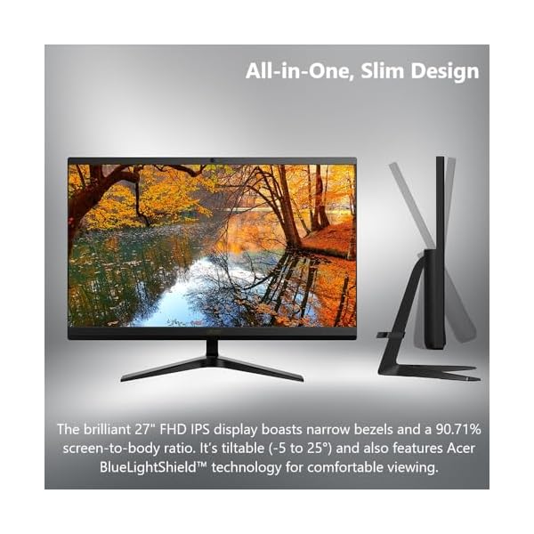 Acer Aspire C27-1800-UR12 27" AIO Desktop, 16GB DDR4, 1TB PCIe Gen 4 SSD | Full HD IPS Display, Intel Core i5-12450H, Intel UHD Graphics, Intel Wireless Wi-Fi 6E - Image 3