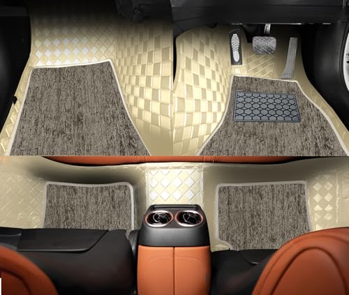Image of Accessories 9D Luxurious Car Floor Mats Only Compatible with Mahindra 7XO (7 Seater) 2026 |100% Waterproof & Washable | Luxury 9D Car Foot Mats - Beige Beige