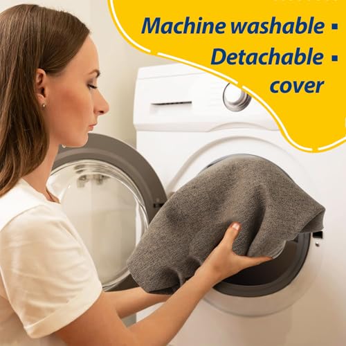 Image of AAAAAcessories D-Shaped Chair Cushions, 2 inch Thick Dining Chair Pads with Ties and Removable, Machine-Washable Cover, 17 inch x 16 inch, Set of 6, Taupe