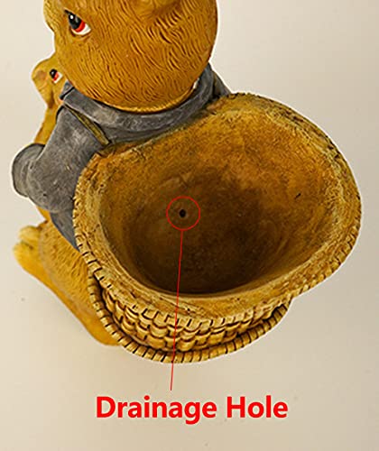 Hewory Rabbit With Flowerpot Garden Statue, Bunny Figurine Flower Basket Outdoor Art Décor Sculpture Ornament For Yard Patio Office Home (Female Rabbit) #TOP4