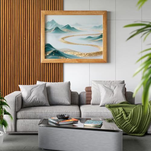Image of Art3d 94 x 12.6 Inch Acoustic Lightweight Slat Wall Panel, 4-Piece, Teak