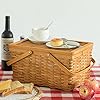 Woodchip Picnic Storage Basket with Cover and Movable Handles, Large