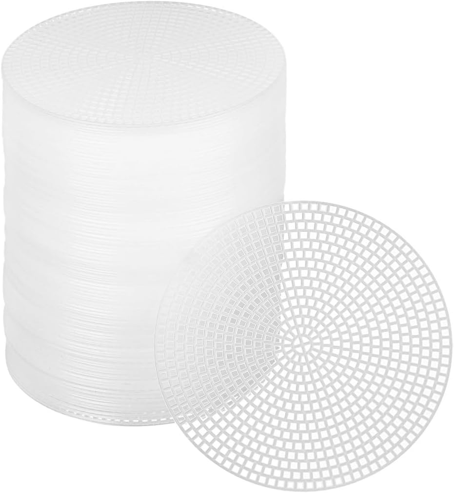 100 Pcs Round Plastic Canvas Sheets, 4.5 Inches 7 Count