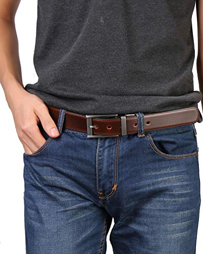 Image of Belts for Men Reversible Leather 1Piece (not 2) 1.25 inch Waist Strap Fashion Dress Buckle Beltox