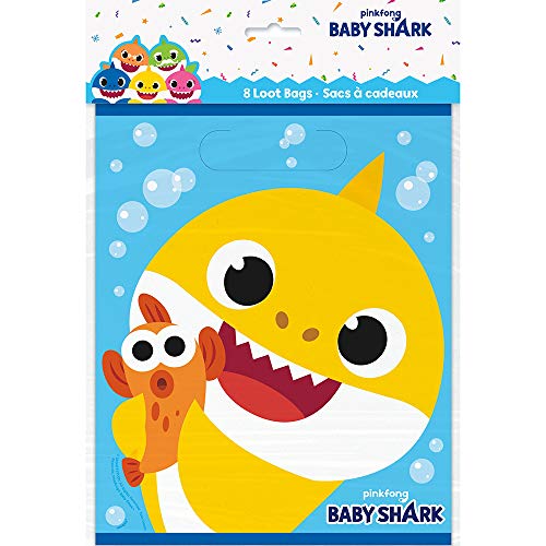 Multicolored Baby Shark Loot Bags (Pack of 8) - Party Favor Bags Perfect for Parties and Celebrations