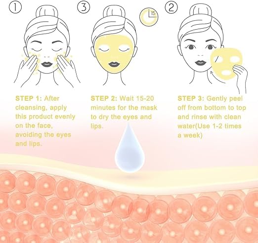 Image of GOLD Collagen Face Masks - Deep Hydrating & Firming Overnight Hydrogel Mask, Anti-Wrinkle Lifting, Real Collagen Infused for Plump Skin, Pore Tightening, Skin Barrier Protection (1 pcs)