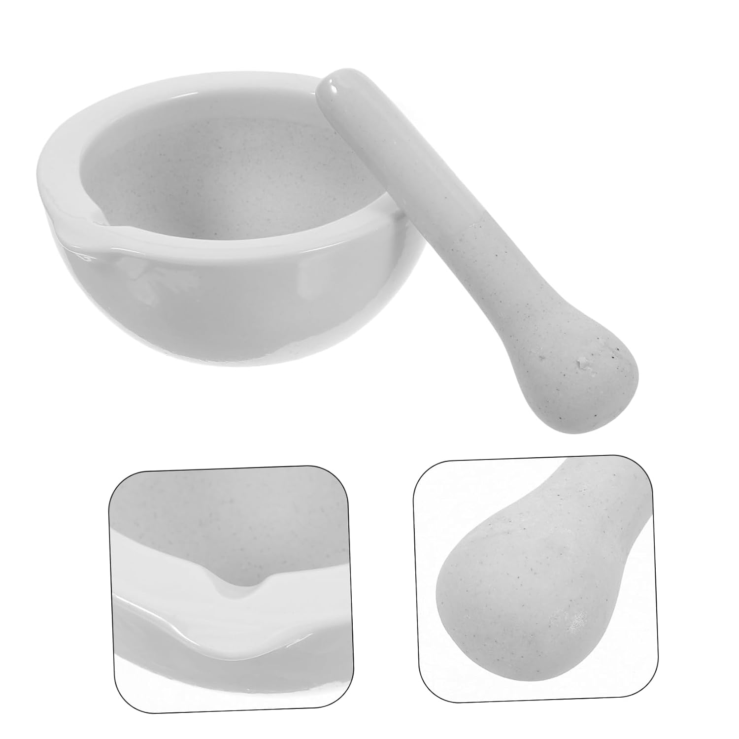 Zerodeko Porcelain Mortar and Pestle Ceramic Pestle and for Laboratory Medicine and Spice Grinding Bowl Portable